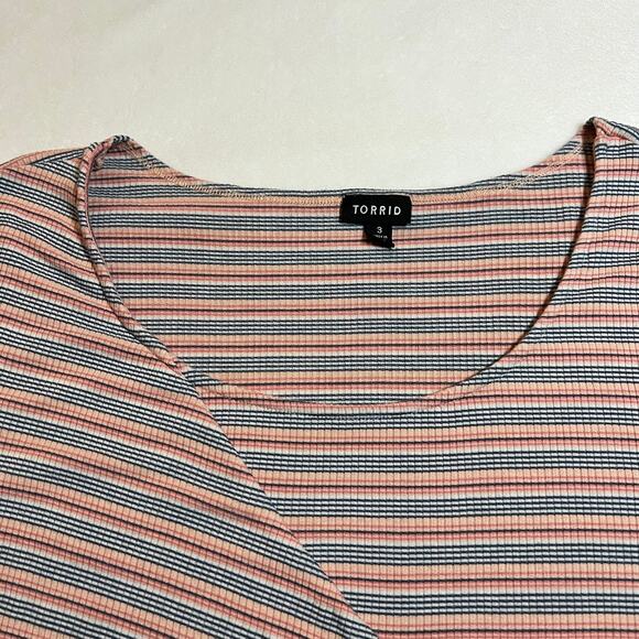 Torrid Striped Ribbed Bodycon Dress Size 3X Scoop Neck Summer Casual Mulitcolor - Picture 8 of 11